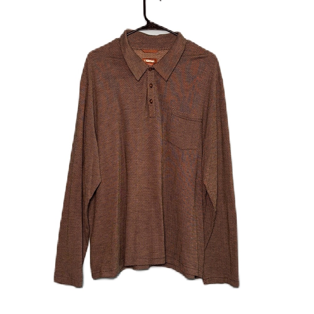 MICHAEL Michael Kors Brown Casual Quarter Button Down Shirt Silk Cotton XXL